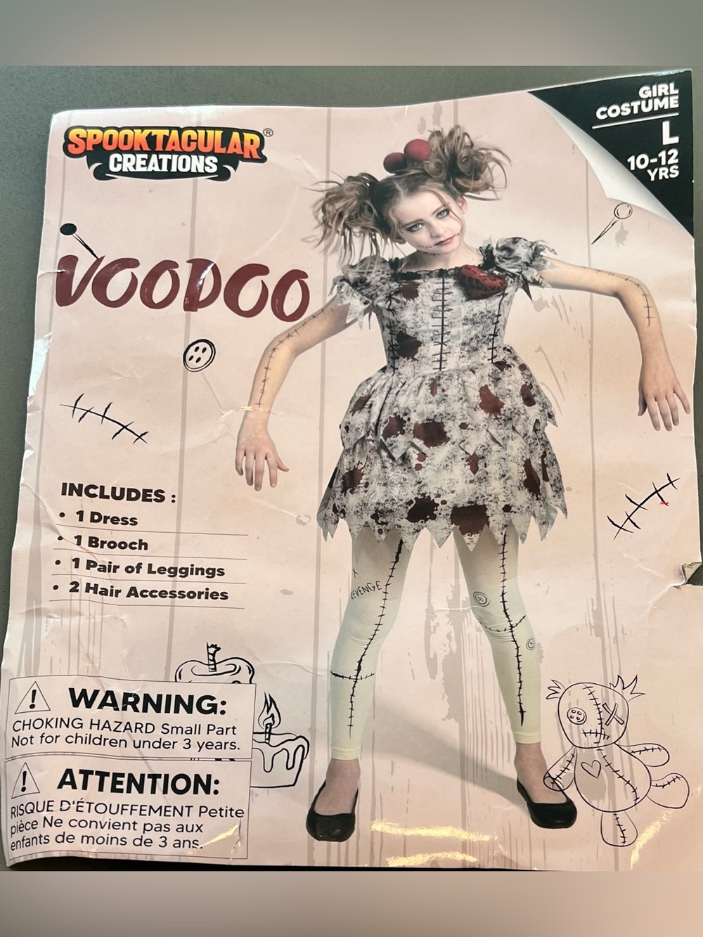 Spooktacular Creations Voodoo Doll Youth Child Costume Sz Large EUC